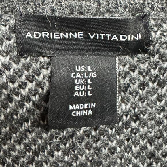 Adrienne Vittadini Wool Blend Longline Cardigan Sweater Gray Black Size Large - Picture 5 of 6